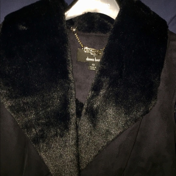 Dennis Basso Vest Black Faux Suede & Fur Sz XS - Picture 6 of 7